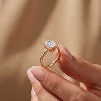 2.05 Ct Radiant Moissanite Hidden Halo Engagement Ring Rose Gold