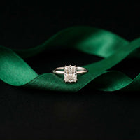 2.05 Ct Radiant Moissanite Hidden Halo Engagement Ring White