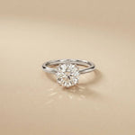 2.04 Ct Round Moissanite Concealed Halo Engagement Ring