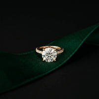 4.58 Ct Round Moissanite Delicate Hidden Halo Engagement Ring
