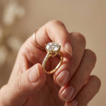 4.58 Ct Round Moissanite Delicate Hidden Halo Engagement Ring