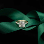 4.58 Ct Asscher Moissanite Petite Hidden Halo Engagement Ring