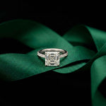 4.58 Ct Asscher Moissanite Petite Hidden Halo Engagement Ring