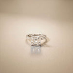 4.58 Ct Asscher Moissanite Petite Hidden Halo Engagement Ring