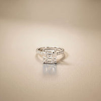 4.58 Ct Asscher Moissanite Petite Hidden Halo Engagement Ring