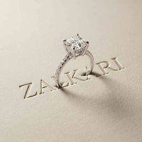 4.58 Ct Asscher Moissanite Petite Hidden Halo Engagement Ring
