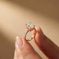4.58 Ct Cushion Moissanite Micropavé Band Engagement Ring