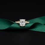 4.58 Ct Cushion Moissanite Micropavé Band Engagement Ring