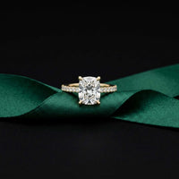 4.58 Ct Cushion Moissanite Micropavé Band Engagement Ring