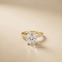 4.58 Ct Cushion Moissanite Micropavé Band Engagement Ring