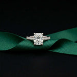 4.58 Ct Cushion Moissanite Micropavé Band Engagement Ring