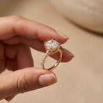 4.58 Ct Cushion Moissanite Hidden Halo Solitaire Engagement Ring