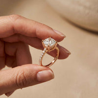 4.58 Ct Cushion Moissanite Hidden Halo Solitaire Engagement Ring