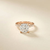 4.58 Ct Cushion Moissanite Hidden Halo Solitaire Engagement Ring