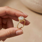 4.58 Ct Cushion Moissanite Hidden Halo Solitaire Engagement Ring