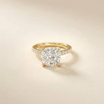 4.58 Ct Cushion Moissanite Hidden Halo Solitaire Engagement Ring