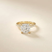 4.58 Ct Cushion Moissanite Hidden Halo Solitaire Engagement Ring