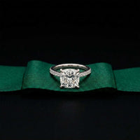 4.58 Ct Cushion Moissanite Hidden Halo Solitaire Engagement Ring