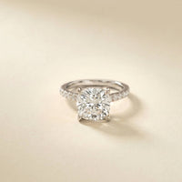 4.58 Ct Cushion Moissanite Hidden Halo Solitaire Engagement Ring