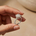 4.58 Ct Cushion Moissanite Hidden Halo Solitaire Engagement Ring
