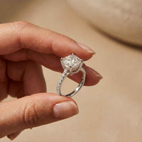 4.58 Ct Cushion Moissanite Hidden Halo Solitaire Engagement Ring