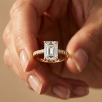 4.59 Ct Emerald Cut Moissanite Petite Engagement Ring