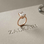 4.59 Ct Emerald Cut Moissanite Petite Engagement Ring