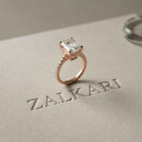 4.59 Ct Emerald Cut Moissanite Petite Engagement Ring
