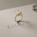 4.59 Ct Emerald Cut Moissanite Petite Engagement Ring