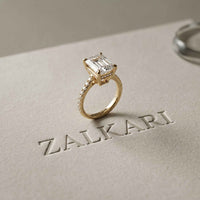 4.59 Ct Emerald Cut Moissanite Petite Engagement Ring