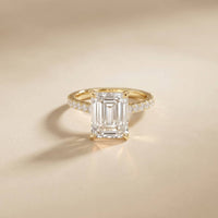 4.59 Ct Emerald Cut Moissanite Petite Engagement Ring