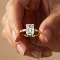 4.59 Ct Emerald Cut Moissanite Petite Engagement Ring
