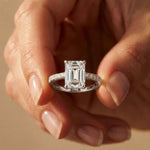 4.59 Ct Emerald Cut Moissanite Petite Engagement Ring