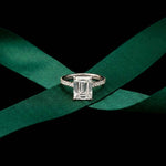 4.59 Ct Emerald Cut Moissanite Petite Engagement Ring