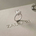 4.59 Ct Emerald Cut Moissanite Petite Engagement Ring