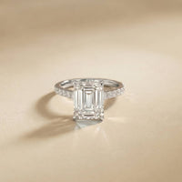 4.59 Ct Emerald Cut Moissanite Petite Engagement Ring