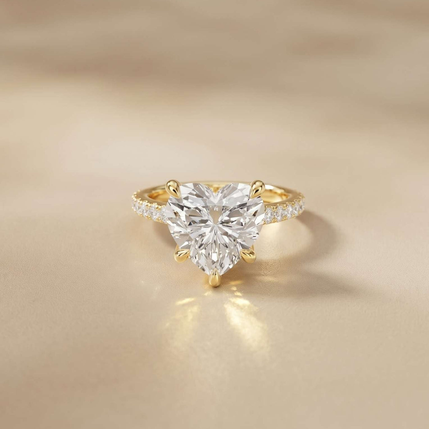 4.58 Ct Heart Moissanite Hidden Halo Engagement Ring