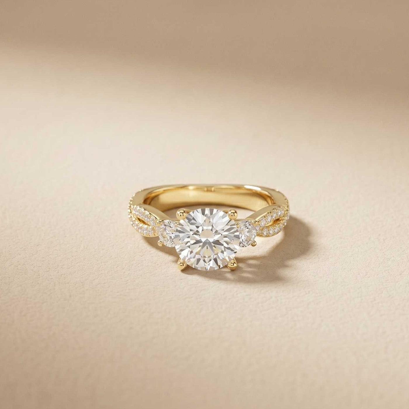 2.78 Ct Round Moissanite Twisted Shank Engagement Ring