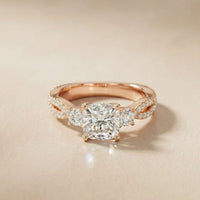 2.78 Ct Cushion Moissanite Crossover Engagement Ring