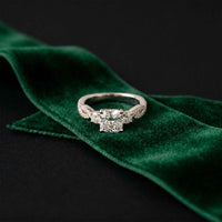 2.78 Ct Cushion Moissanite Crossover Engagement Ring