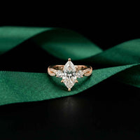 2.78 Ct Marquise Moissanite Solitaire Ring with Accents for Women