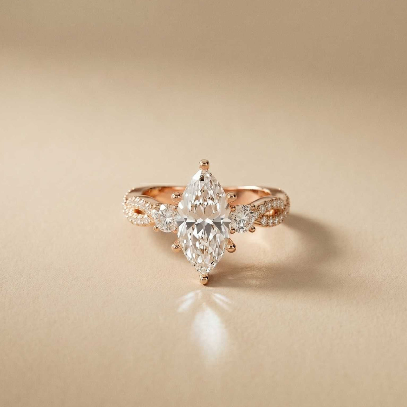 2.78 Ct Marquise Moissanite Solitaire Ring with Accents for Women