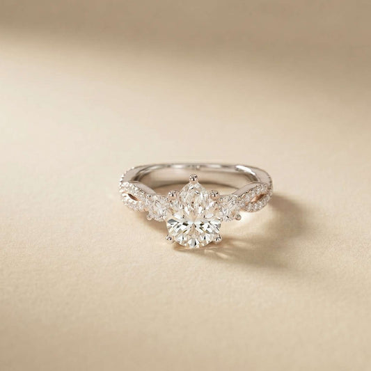 2.78 Ct Pear Moissanite Entwined Shank Engagement Ring
