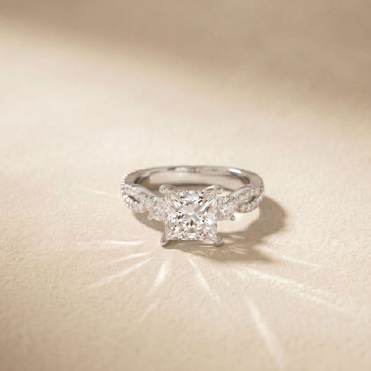 2.78 Ct Princess Moissanite Destiny Knot Engagement Ring