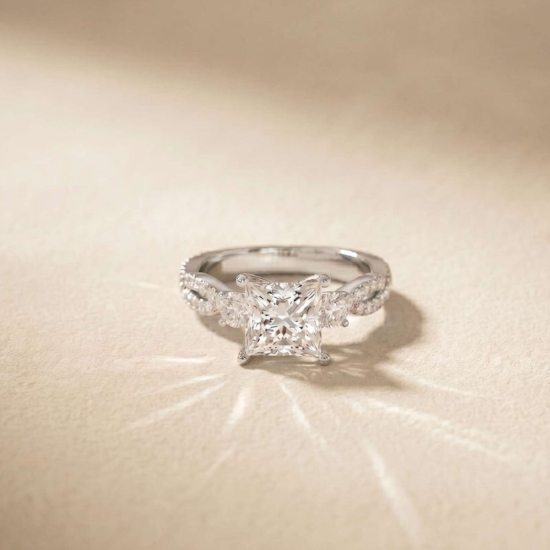 2.78 Ct Princess Moissanite Destiny Knot Engagement Ring