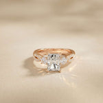 2.78 Ct Emerald Moissanite Pavé Rope Engagement Ring