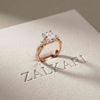 2.78 Ct Emerald Moissanite Pavé Rope Engagement Ring