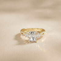 2.78 Ct Emerald Moissanite Pavé Rope Engagement Ring