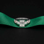 2.78 Ct Emerald Moissanite Pavé Rope Engagement Ring