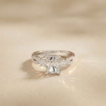 2.78 Ct Emerald Moissanite Pavé Rope Engagement Ring